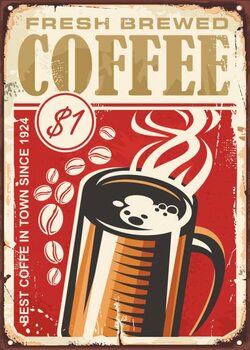 Плакат Fresh brewed coffee vintage sign design