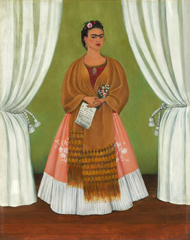 Poster Frida Kahlo Between Two Curtains/Self Portrait Dedicated to Leon Trotsky, 1937