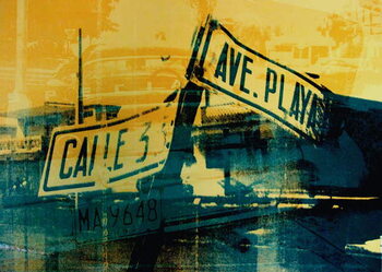 Poster Green and Yellow Street Sign