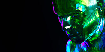 Poster Green Low Poly Face, c.2015-2025