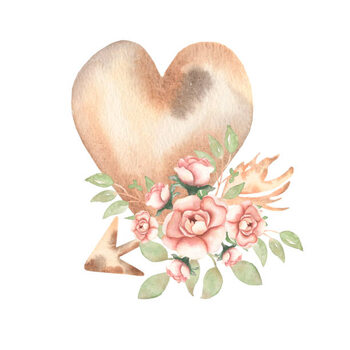 Poster Hand drawn isolated neutral color heart