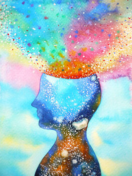 Poster human head, chakra power, inspiration abstract