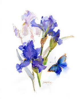 Плакат Iris with blue butterfly, 2016,