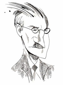 Poster James Joyce - caricature of Irish writer