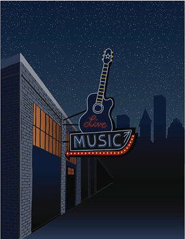 Poster Live Music Sign in the City
