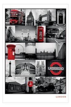 London - red collage Poster