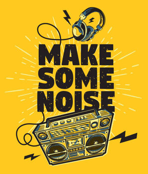 Poster Make some noise musical design with boom box