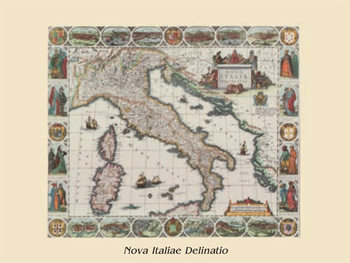 Map of Italy - vintage Art Print
