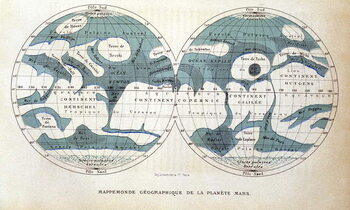 Poster Map of the Planet Mars, 1884