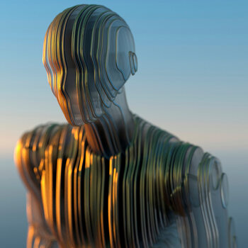 Poster Metal and Glass Sliver Figure,  c.2015-2025