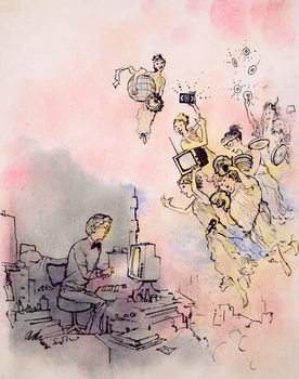 Poster Modern Young Writer gets inspiration