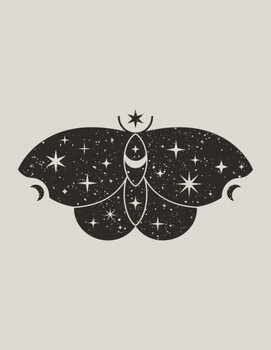 Poster Mystical Black Butterfly in Trendy Boho