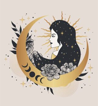 Poster Mystical woman with the crescent and