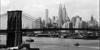 New York - Manhattan skyline and Brooklyn bridge Art Print