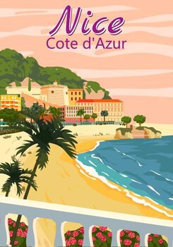 Poster Nice French Riviera coast poster vintage.