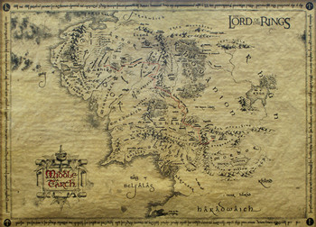 Pôster O Senhor dos Anéis - mapa da Terra Média (special)