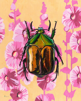 Poster On hollyhocks, c.2024