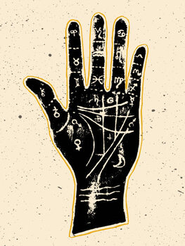 Poster Palmistry hand on a white background