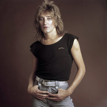 Canvas Print Portrait de Rod Stewart chanteur anglais au milieu des annees 1970.