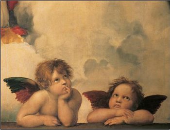 Raphael Sanzio - Sistine Madonna, detail - Cherubs, Angels 1512 Art Print