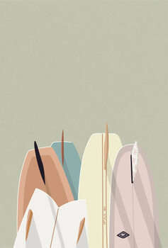 Poster Retro Surfboards pastel colour