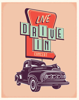 Poster Retro Truck with Live Drive In