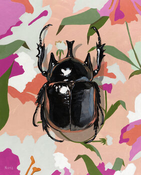 Poster Rhino Beetle on Floral, c.2024