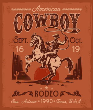 Poster Rodeo poster with a cowboy sitting