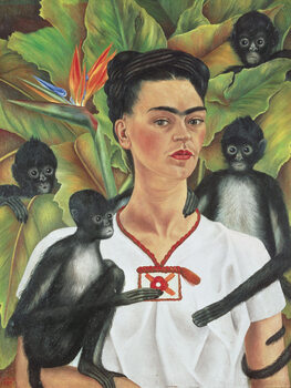 Poster Self Portrait with Monkeys, 1943