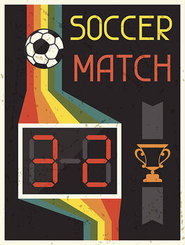 Poster Soccer Match. Retro poster in flat design style.