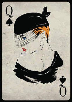 Poster The girl in retro style. Playing card