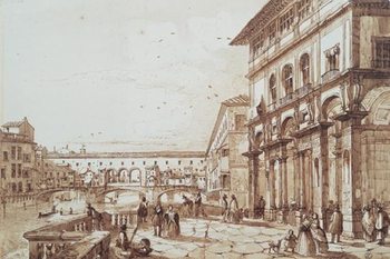The River Arno with Ponte Vecchio From the Uffizi Terrace Art Print