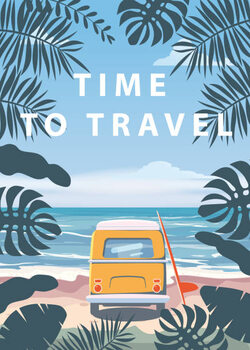Poster Time to travel Summer holidays vacation