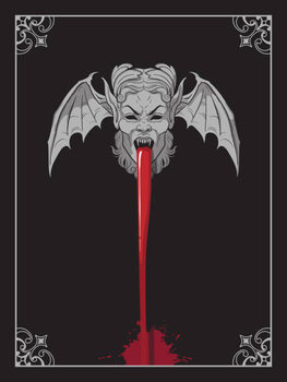 Poster Vampire head with wings stone element,