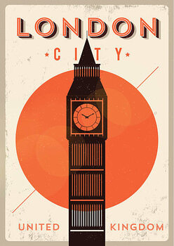 Poster Vintage Big Ben, London City Poster