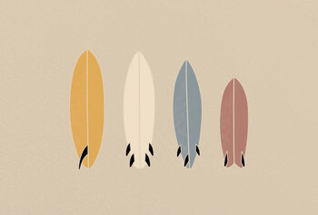 Poster Vintage Old-school Retro Style Surfboards on