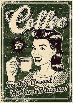 Poster Vintage Screen Printed Coffee Poster