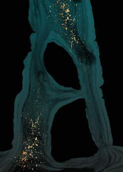 Poster Watercolor background with abstract turquoise ink