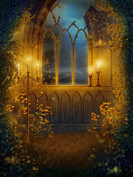Poster Window with candles and vines