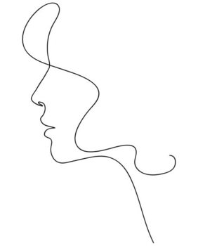Poster Woman profile with long hair. Portrait