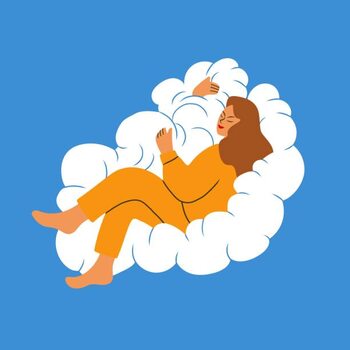 Poster Woman sleeping on a cloud. Sweet