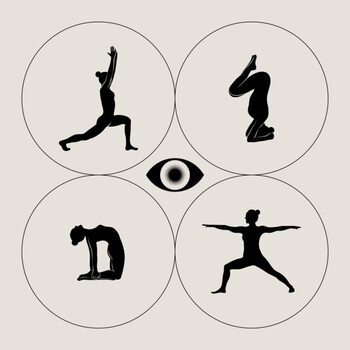 Poster Women doing yoga abstract poster. Monochrome