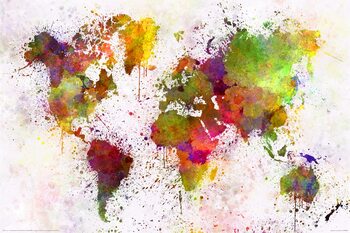 Poster World Map - Watercolour
