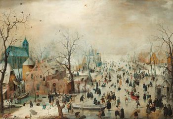 Quadro em vidro Winter Landscape With Skaters, Hendrick Avercamp
