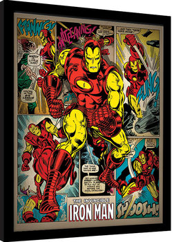 Iron Man - Retro Poster Emoldurado