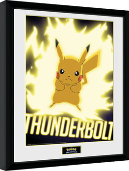 Pokemon - Thunder Bolt Pikachu Poster Emoldurado