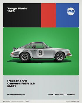 Reprodução do quadro Porsche 911 Carrera RS 2.8 - 50th Anniversary - Targa Florio - 1973