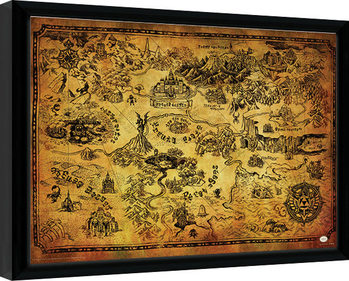 The Legend Of Zelda - Hyrule Map Poster Emoldurado
