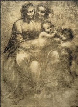 Reprodução do quadro The Virgin and Child with St Anne and St John the Baptist - Burlington House Cartoon