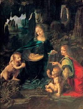 Reprodução do quadro The Virgin of the Rocks - Madonna of the Rocks